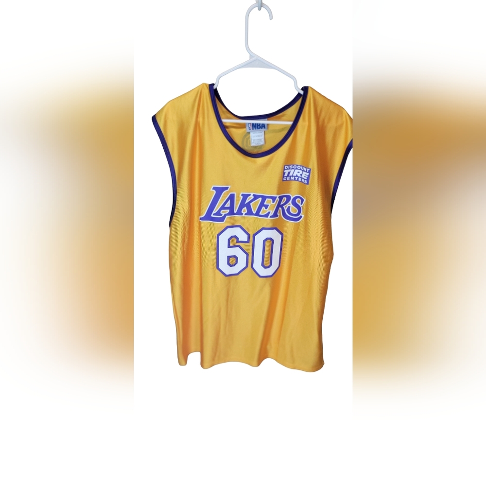 NBA Lakers 60 Year Anniversary Men Gold Jersey Discount Tires 1948 - 2008 XL